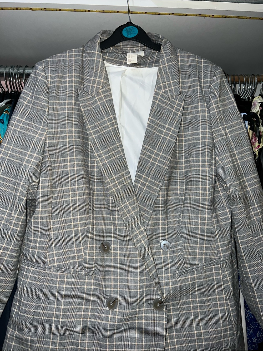Plaid Double-Breasted Blazer